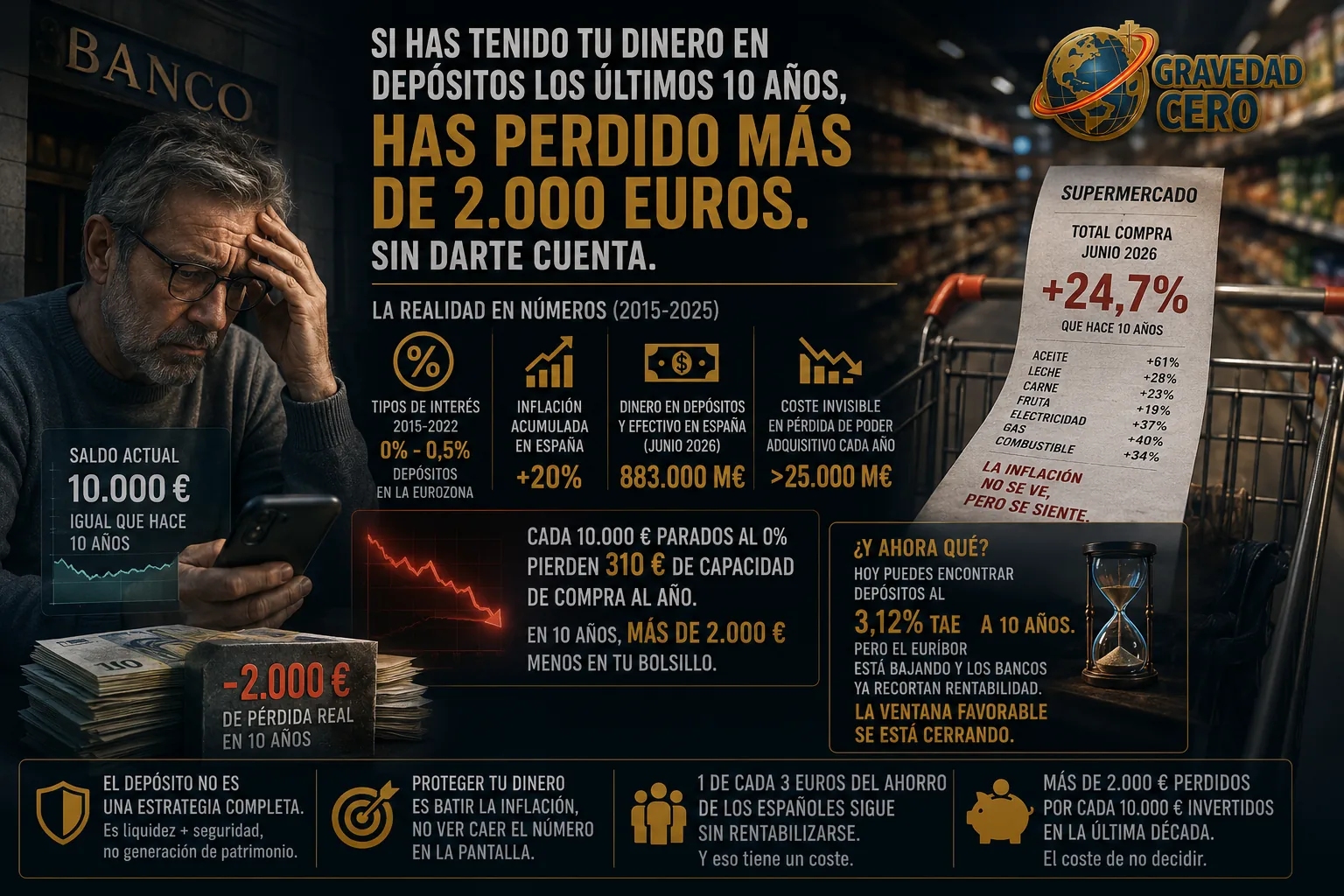 Los depósitos pierden poder adquisitivo: más de 2.000 € en diez años