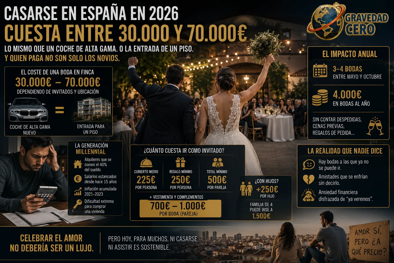 Casarse en España cuesta entre 30.000 y 70.000 €