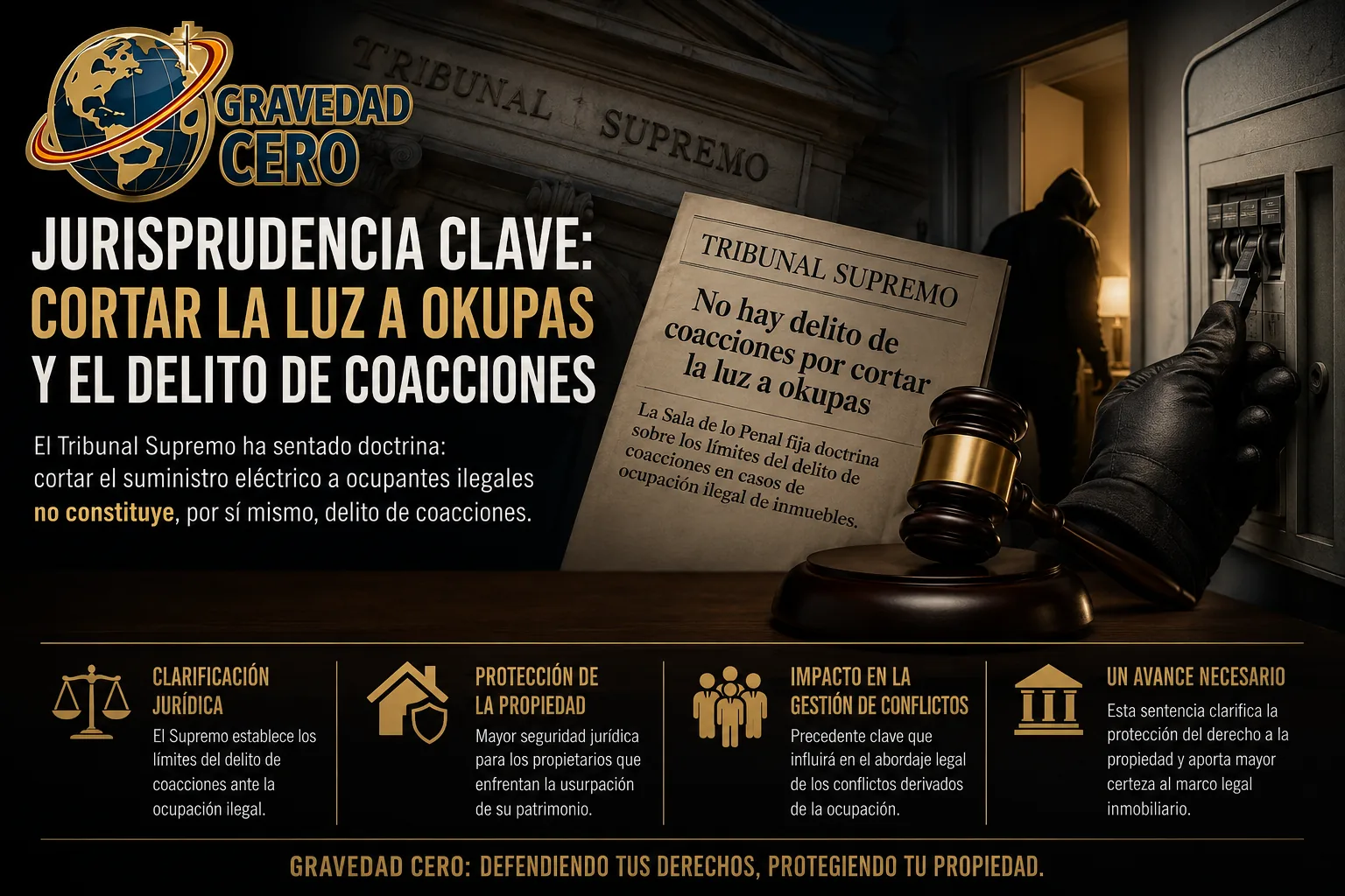 El Supremo aclara cuándo cortar la luz a okupas no constituye coacciones