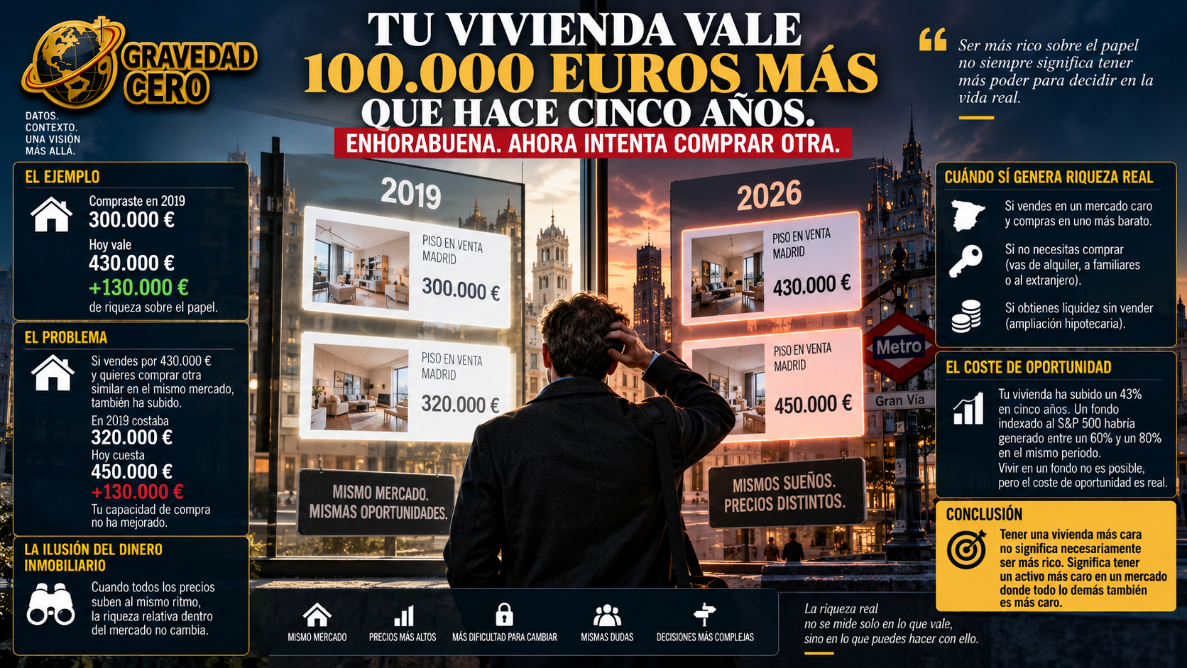 Tu vivienda vale 100.000 euros más que hace cinco años. Enhorabuena. Ahora intenta comprar otra