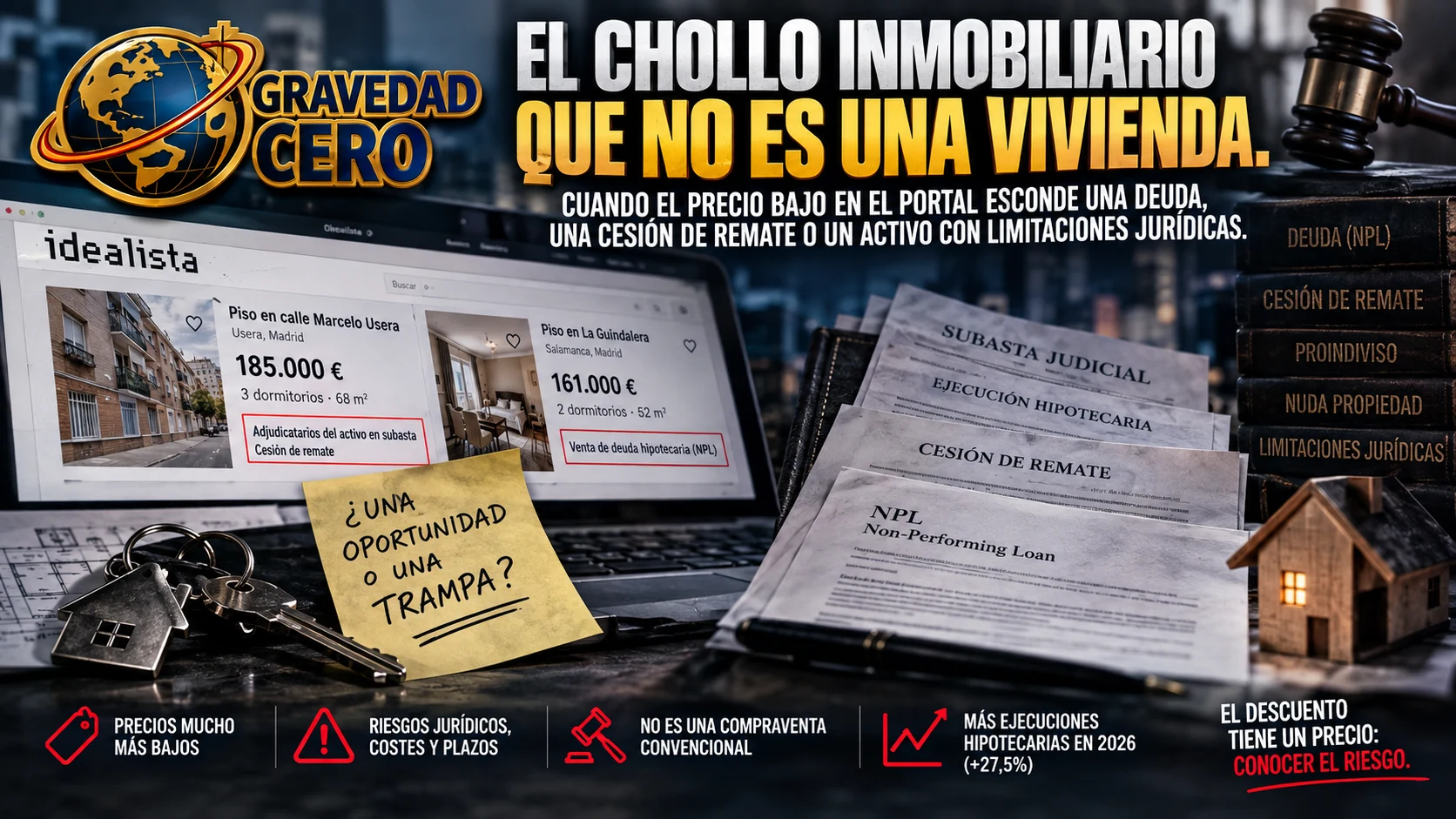 El chollo inmobiliario que no es una vivienda. Cuando el precio bajo en el portal esconde una deuda, una cesión de remate o un activo con limitaciones jurídicas