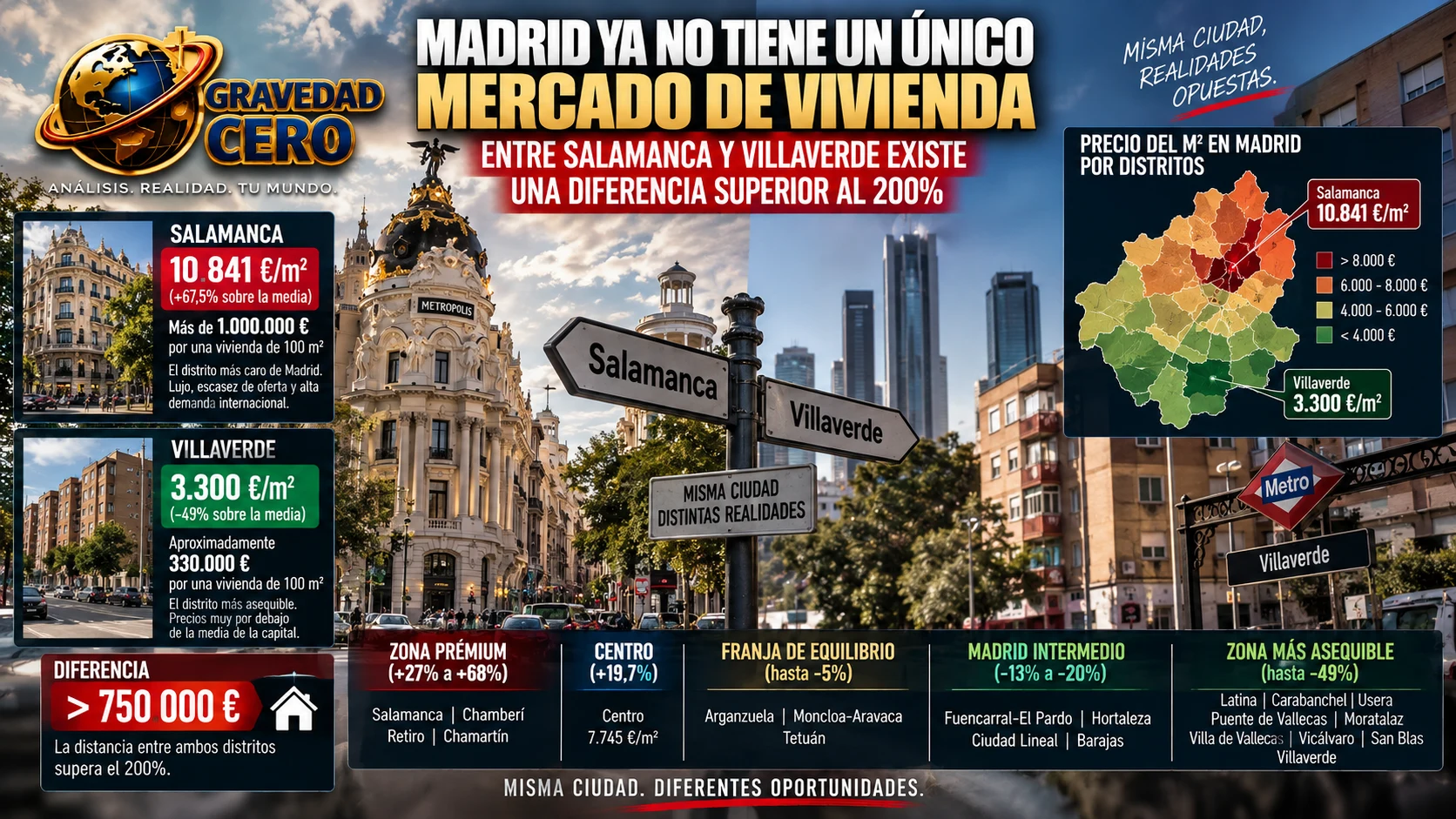 Madrid ya no tiene un único mercado de vivienda: entre Salamanca y Villaverde existe una diferencia superior al 200%