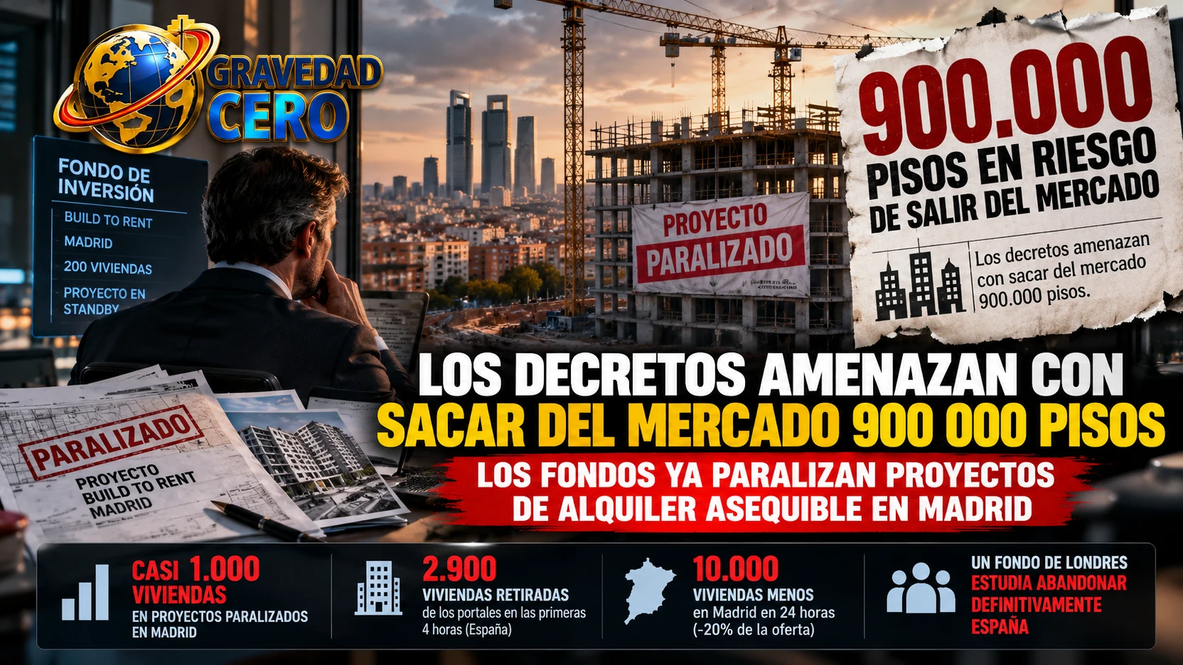 Los decretos amenazan con sacar del mercado 900.000 pisos. Los fondos ya paralizan proyectos de alquiler asequible en Madrid