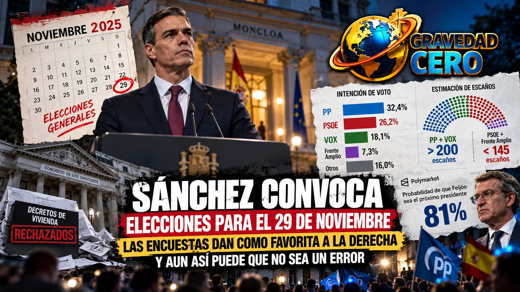 Sánchez convoca elecciones para el 29 de noviembre. Las encuestas dan como favorita a la derecha. Y aun así puede que no sea un error