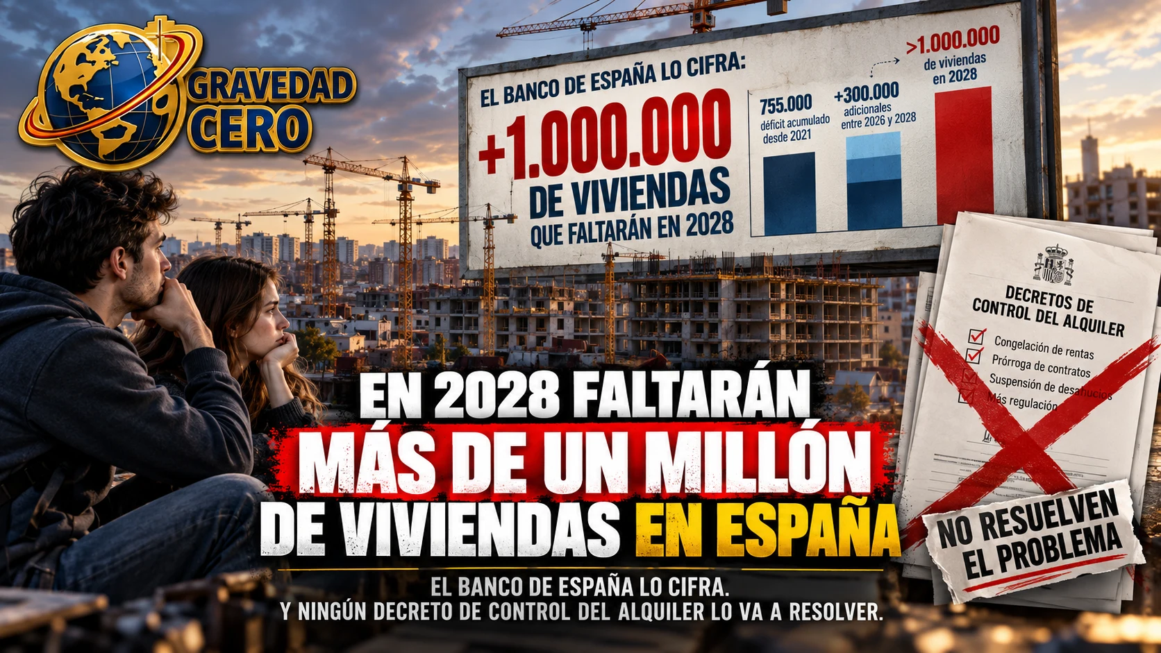 En 2028 faltarán más de un millón de viviendas en España. El Banco de España lo cifra. Y ningún decreto de control del alquiler lo va a resolver