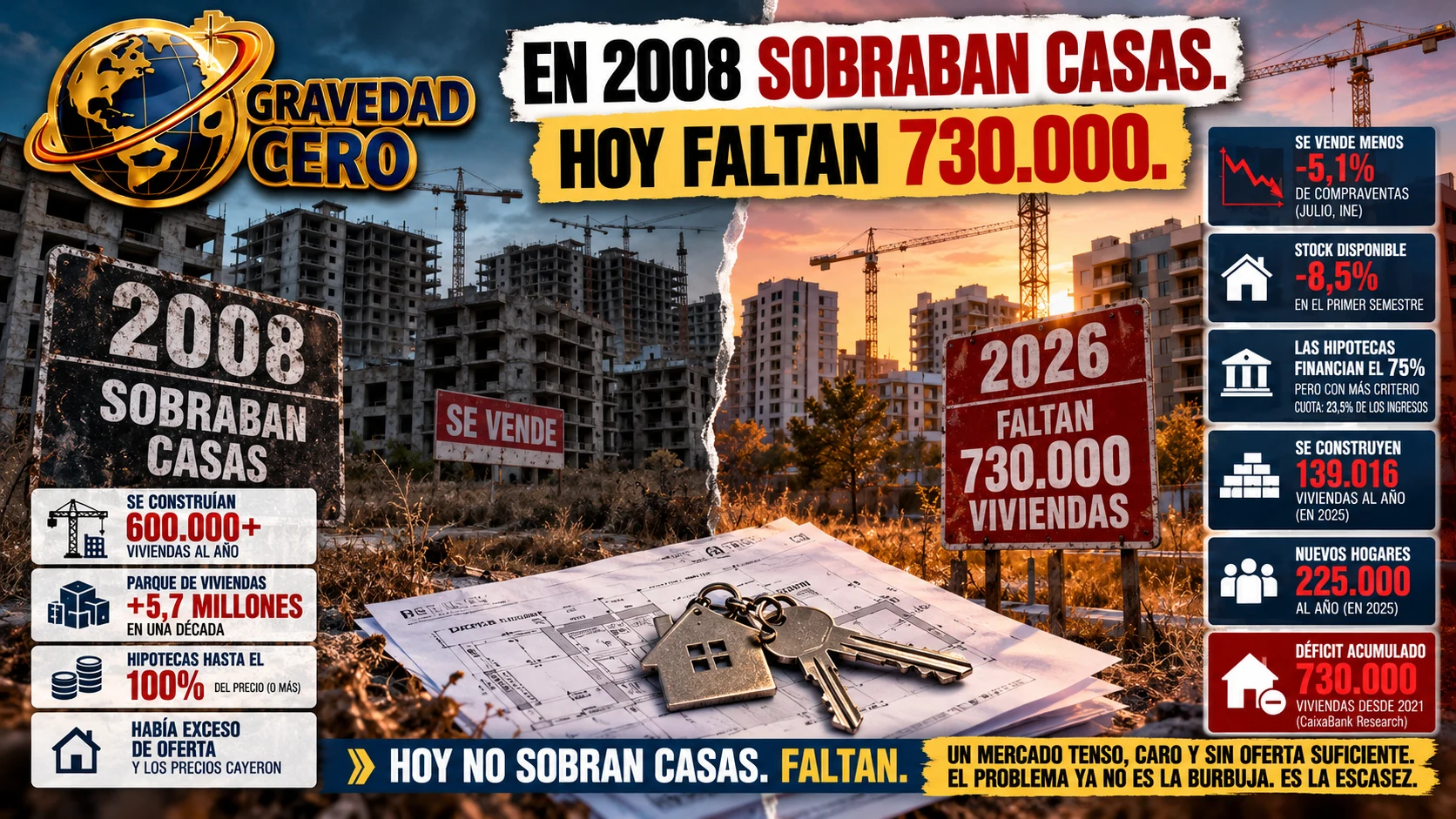 En 2008 sobraban casas. Hoy faltan 730.000