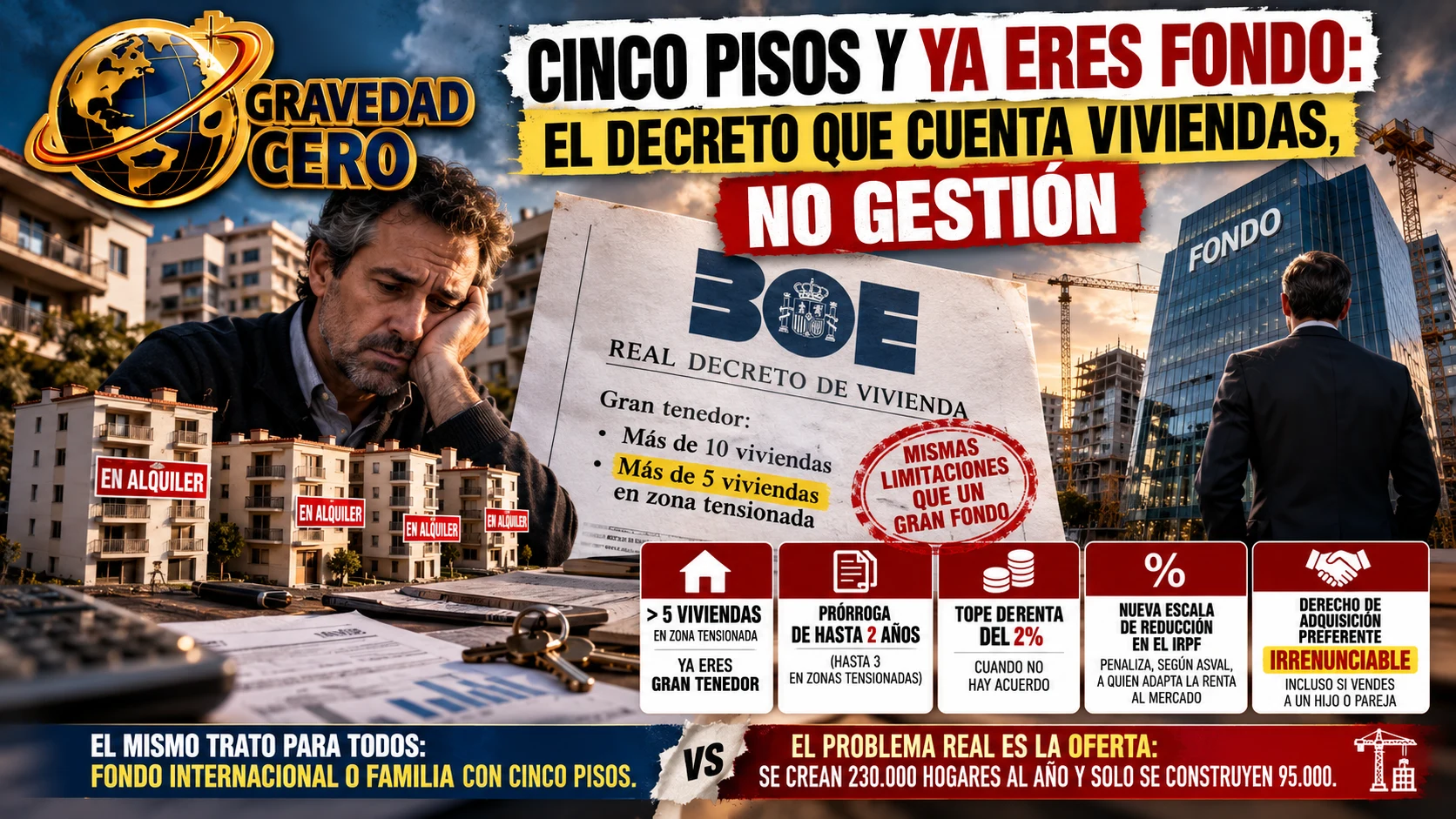 Cinco pisos y ya eres fondo: el decreto que cuenta viviendas, no gestión