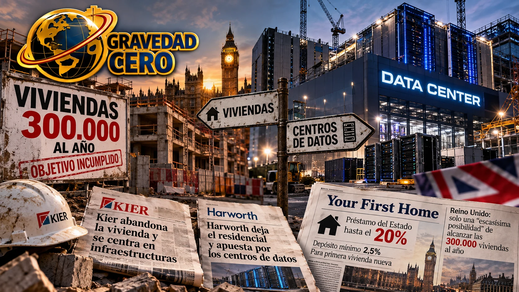 Reino Unido quería 300.000 viviendas al año y sus promotoras se van a los centros de datos