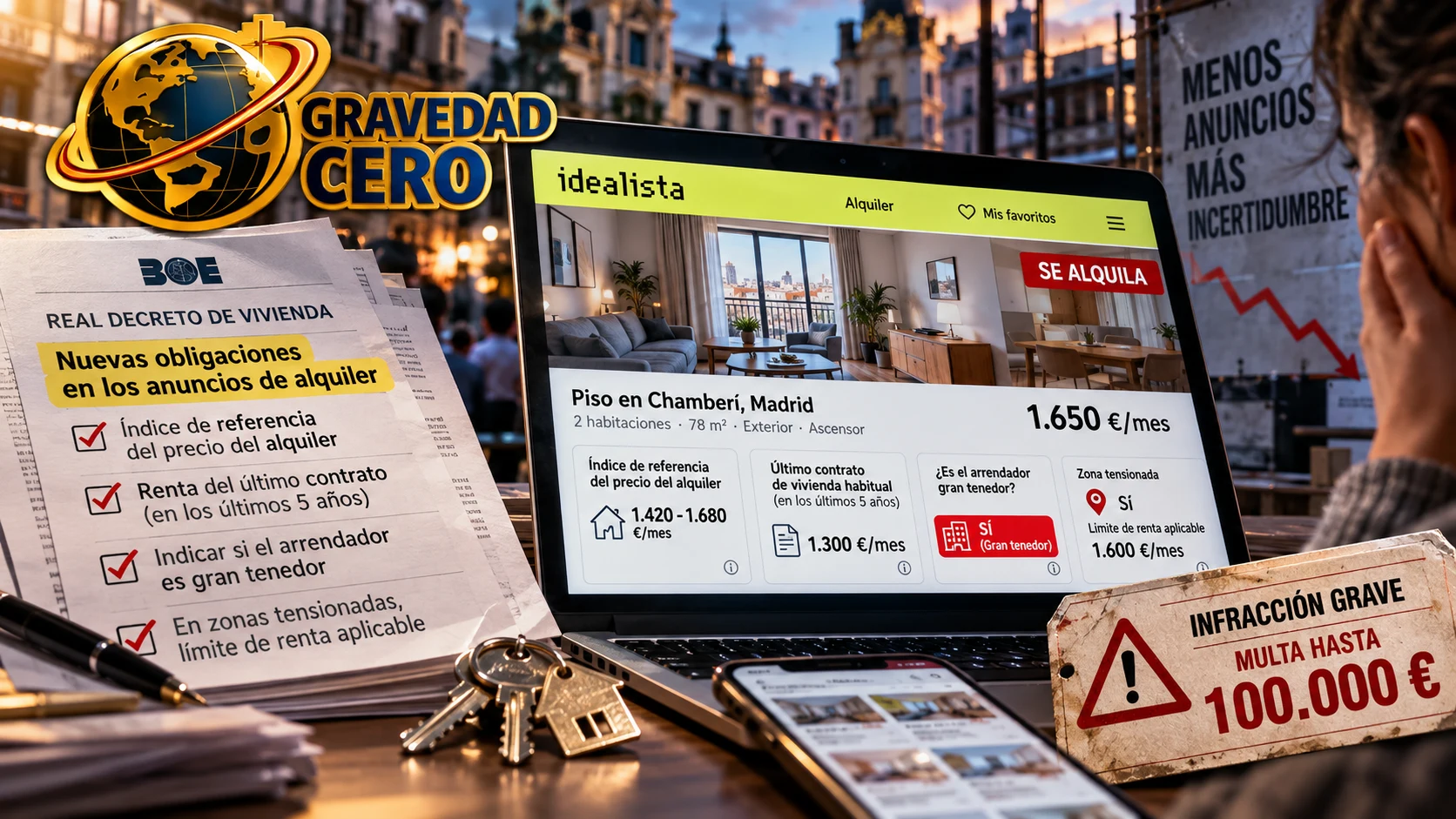 Los anuncios de alquiler tendrán que decir si el casero es gran tenedor y cuánto debería costar el piso