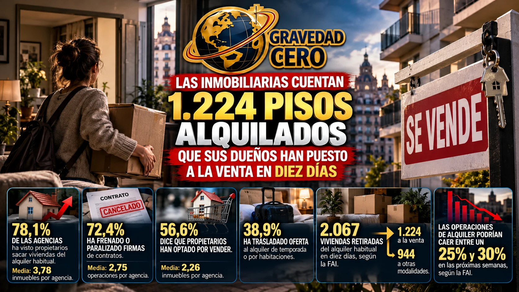 Las inmobiliarias cuentan 1.224 pisos alquilados que sus dueños han puesto a la venta en diez días