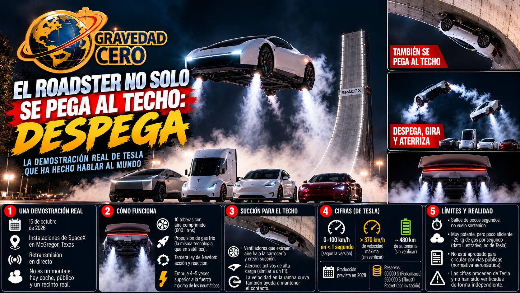 El Roadster no solo se pega al techo: despega