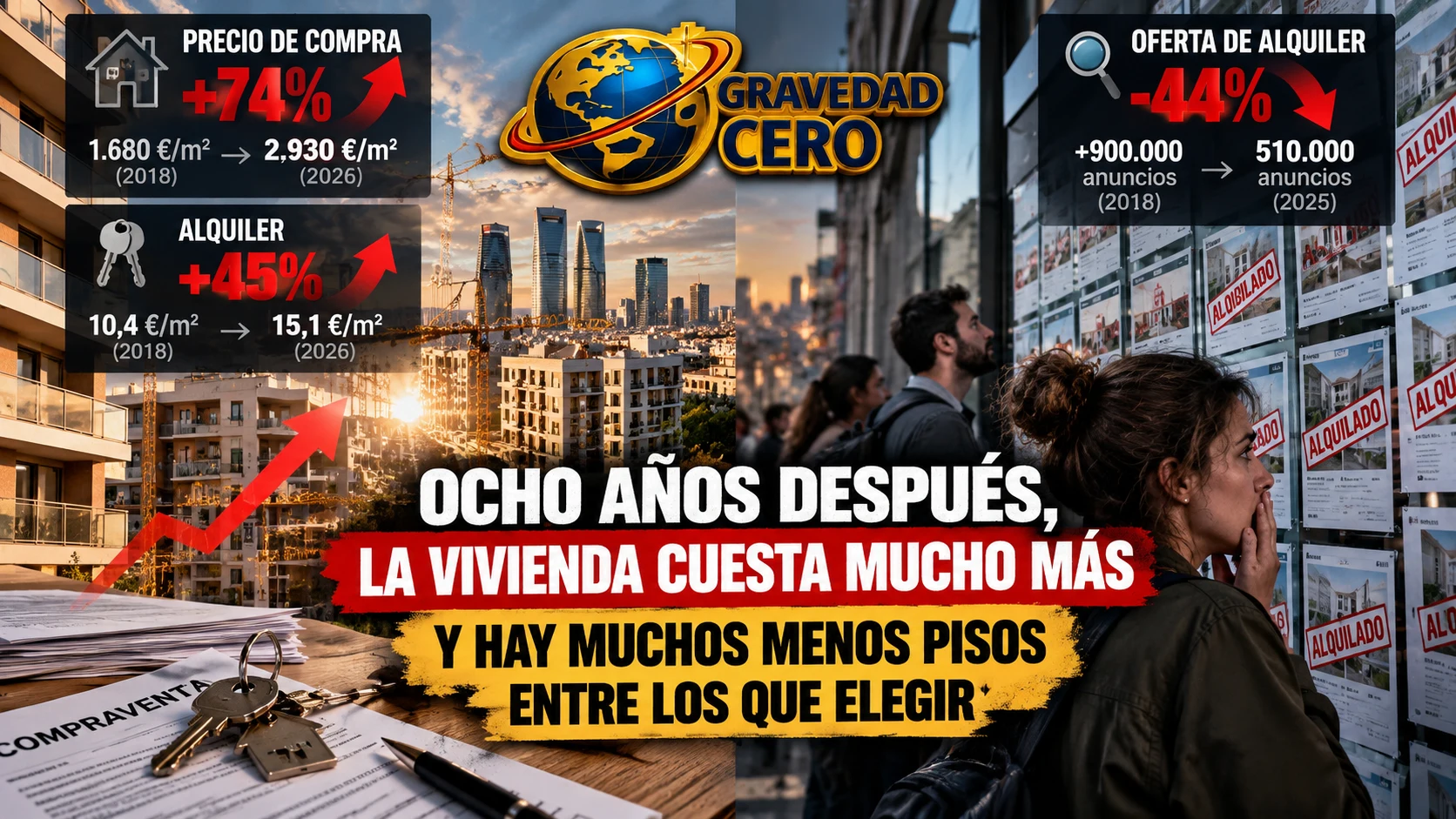 Ocho años después, la vivienda cuesta mucho más y hay muchos menos pisos entre los que elegir