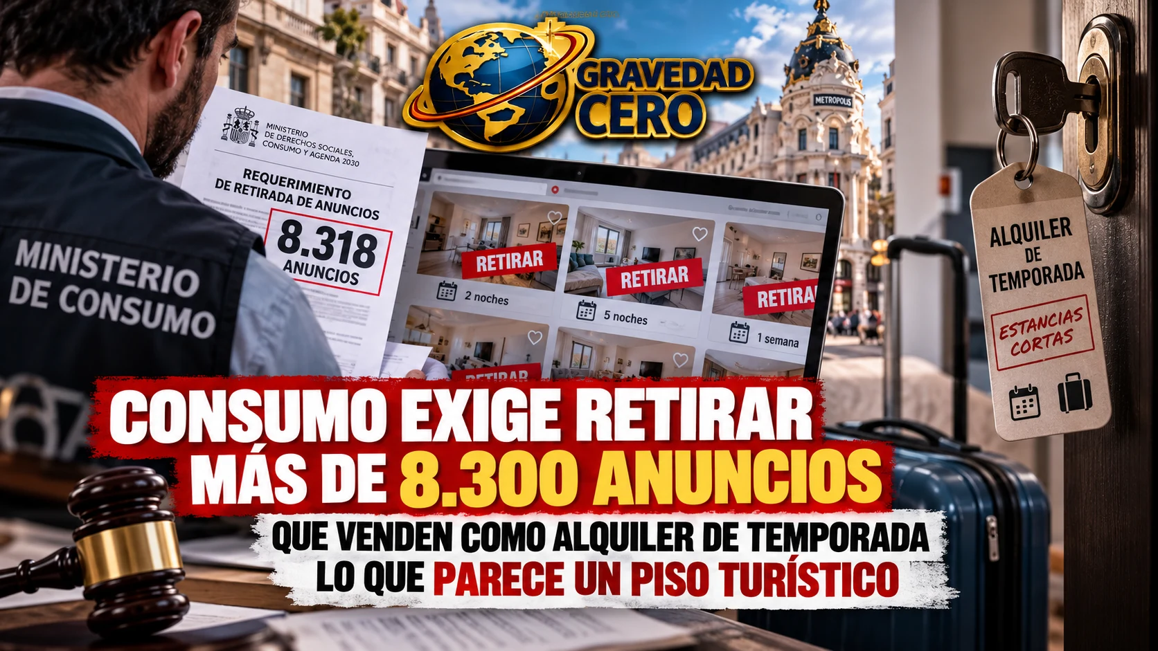 Consumo exige retirar más de 8.300 anuncios que venden como alquiler de temporada lo que parece un piso turístico