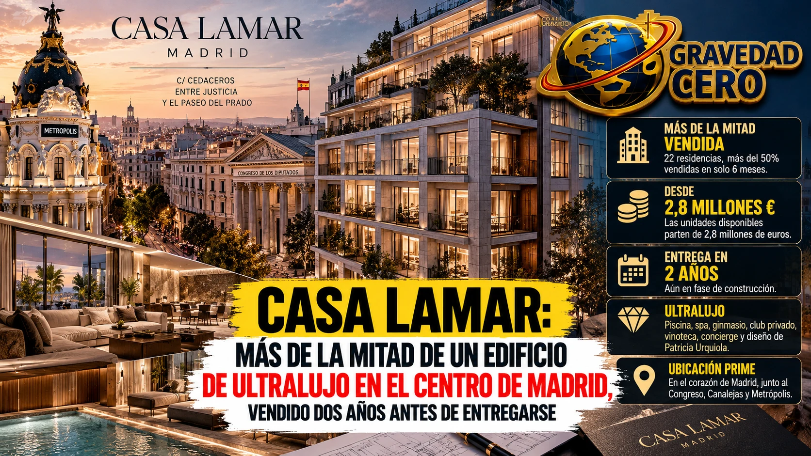 Casa Lamar: más de la mitad de un edificio de ultralujo en el centro de Madrid, vendido dos años antes de entregarse