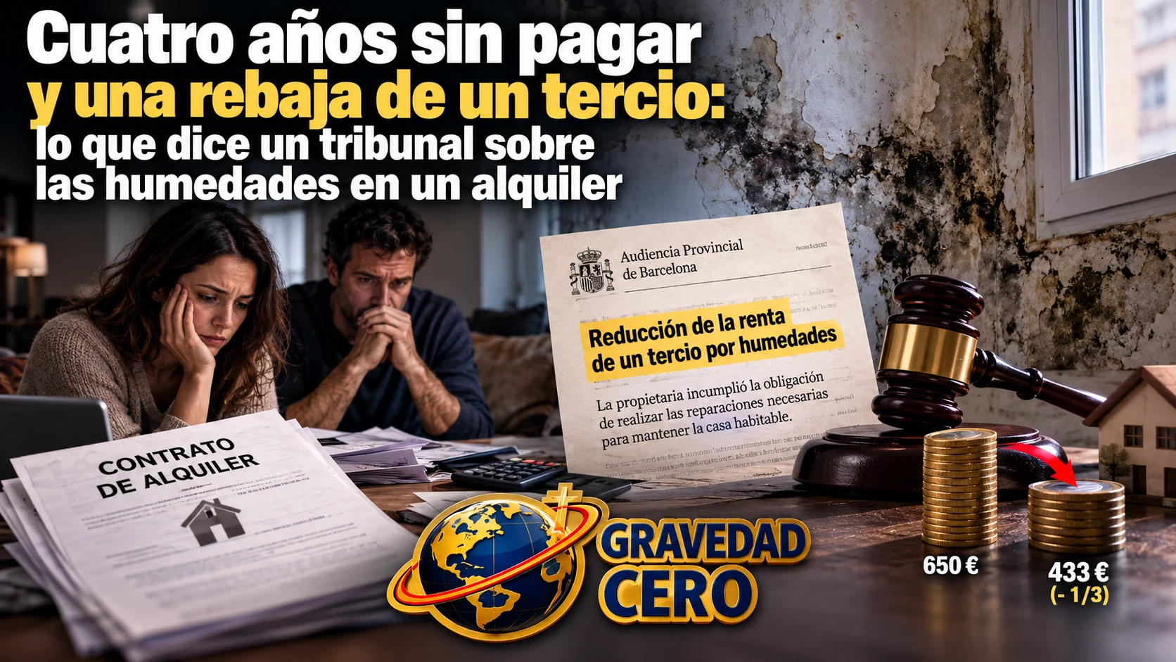 Cuatro años sin pagar y una rebaja de un tercio: lo que dice un tribunal sobre las humedades en un alquiler
